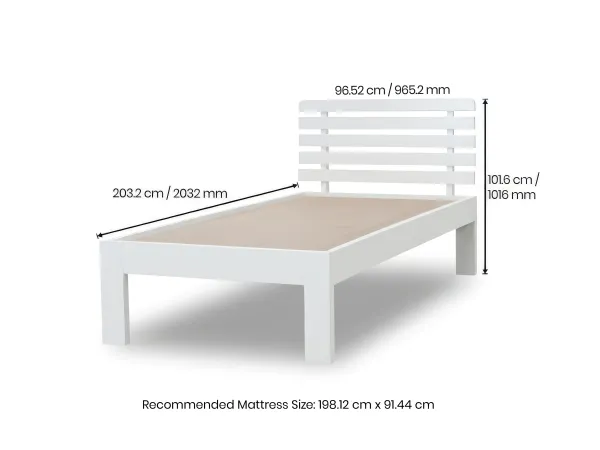 Alexa Solid Wood Single Bed in White Finish